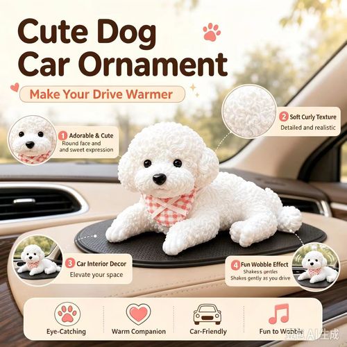 Teddy Dog Dashboard Ornament, Cute Simulation Lying Puppy Car Decoration