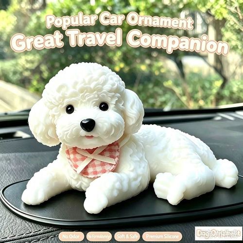 Teddy Dog Dashboard Ornament, Cute Simulation Lying Puppy Car Decoration