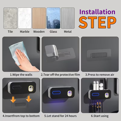 1 Smart Toothbrush Holder with Automatic Toothpaste Dispenser