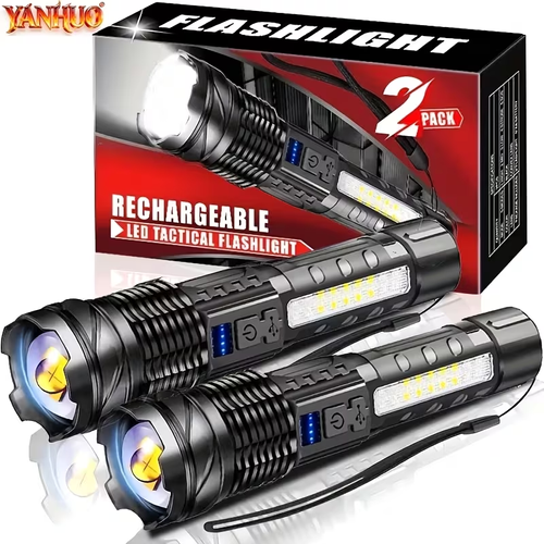 YANHUO 2pcs Super Powerful Rechargeable Flashlight Floodlight