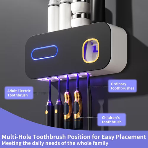 1 Smart Toothbrush Holder with Automatic Toothpaste Dispenser