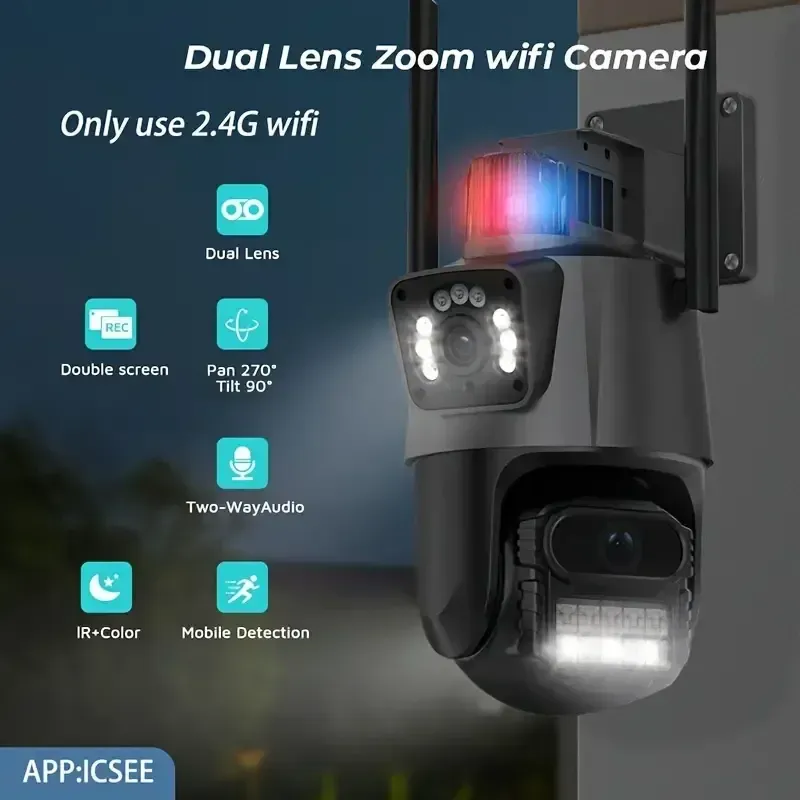 360° Dual Lens WiFi Security Camera with Motion Detection & Night Vision