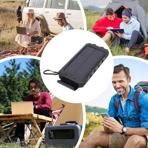 🔥Hot Seller🔥 COD 10000 MAh Solar Charger Portable Power Bank, Portable Solar Mobile Phone Charger, Camping External Battery Charger for Mobile Phones, 2 USB LED Flashlights with Compass for Outdoor Activities