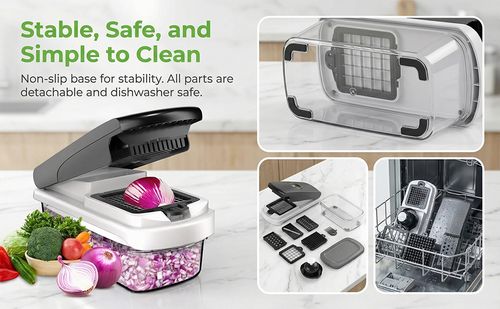 🔥HOT SALE 🔥COD　13-in-1 Vegetable Chopper, Mandoline Vegetable Slicer & Onion Chopper Set, Multi-Functional Vegetable Cutter, Manual Food Chopper and Dicer for Salad, Potato, Cheese, Kitchen Tools & Gadgets