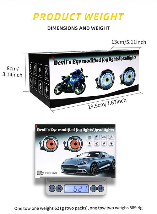 🔥Hot Seller🔥 COD2PCS Devil Eyes Light for Cars, LED Dynamic Car Lights with Switch Control, 6 Adjustable Eye Pattern, 12v HeadlightsCar Accessories for Cars, Motorcycles and Trucks (Flat Type)