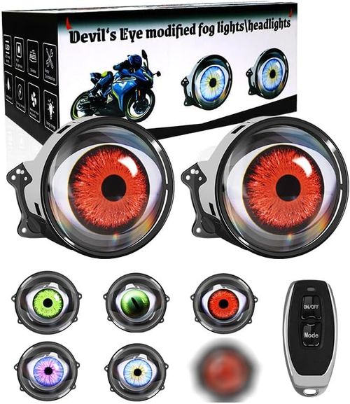 🔥Hot Seller🔥 COD2PCS Devil Eyes Light for Cars, LED Dynamic Car Lights with Switch Control, 6 Adjustable Eye Pattern, 12v HeadlightsCar Accessories for Cars, Motorcycles and Trucks (Flat Type)