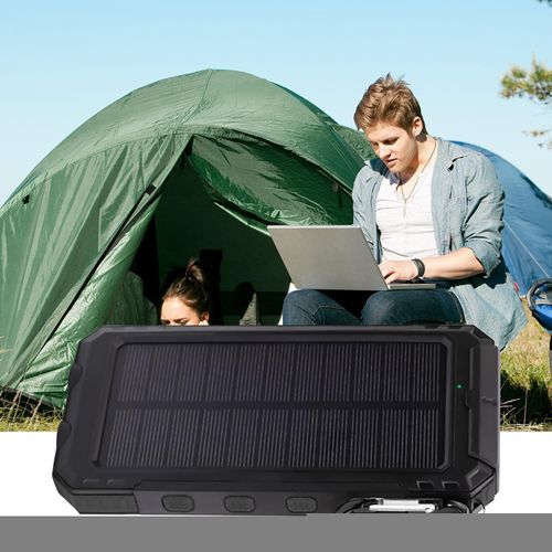 🔥Hot Seller🔥 COD 10000 MAh Solar Charger Portable Power Bank, Portable Solar Mobile Phone Charger, Camping External Battery Charger for Mobile Phones, 2 USB LED Flashlights with Compass for Outdoor Activities