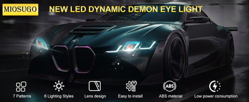 🔥Hot Seller🔥 COD2PCS Devil Eyes Light for Cars, LED Dynamic Car Lights with Switch Control, 6 Adjustable Eye Pattern, 12v HeadlightsCar Accessories for Cars, Motorcycles and Trucks (Flat Type)