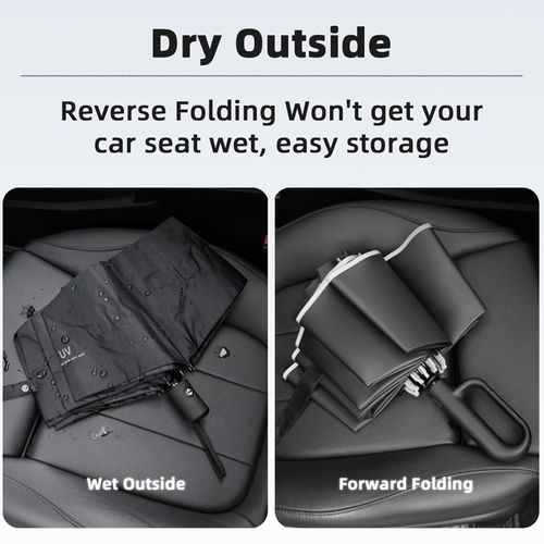 🔥Hot Seller🔥 CODCuysfead Inverted Travel Umbrella with Carabiner Handle, Ring Buckle for Rain and UV Protection, Compact Reverse with Reflective Strip for Women Men, Haze Blue