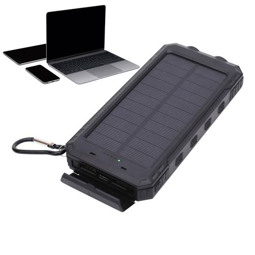 🔥Hot Seller🔥 COD 10000 MAh Solar Charger Portable Power Bank, Portable Solar Mobile Phone Charger, Camping External Battery Charger for Mobile Phones, 2 USB LED Flashlights with Compass for Outdoor Activities