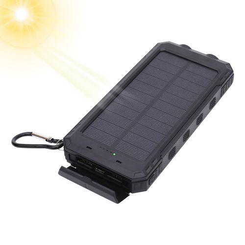 🔥Hot Seller🔥 COD 10000 MAh Solar Charger Portable Power Bank, Portable Solar Mobile Phone Charger, Camping External Battery Charger for Mobile Phones, 2 USB LED Flashlights with Compass for Outdoor Activities