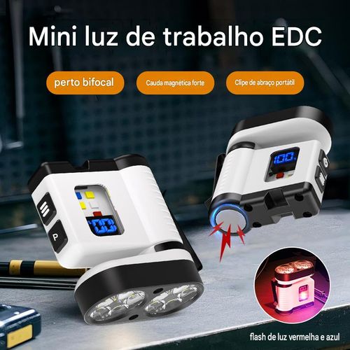 Lanterna de porta-chaves nova, recarregável via USB-C, mini lanterna de alto brilho para uso no exterior com duas fontes de luz.