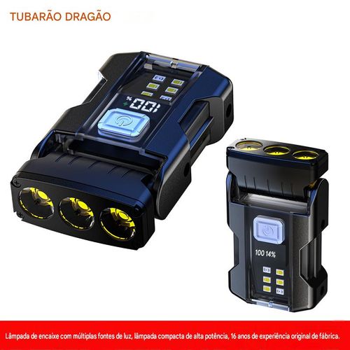 Lanterna de porta-chaves nova, recarregável via USB-C, mini lanterna de alto brilho para uso no exterior com duas fontes de luz.