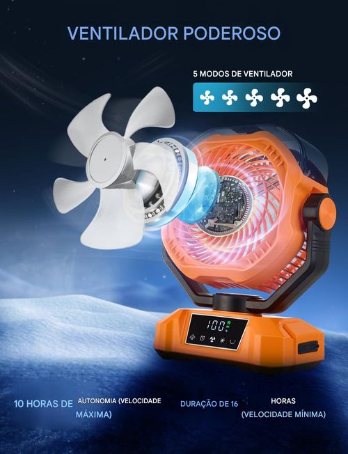 Ventilador portátil para iluminação exterior