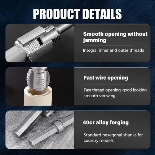 2pcs Integrated Internal & External Pipe Threading Tool