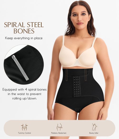 👙1pc Seamless Postpartum High Waisted Abdomen Shaping Butt Lifting Panties With Front Hook Closure