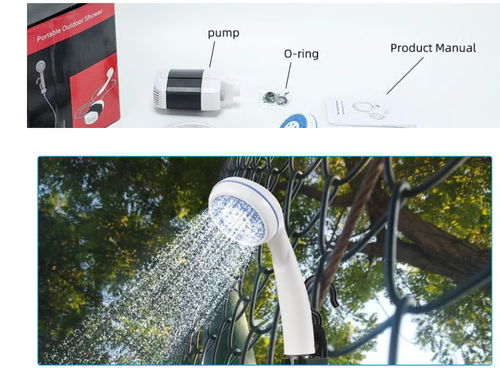 🚿 Stay Fresh Outdoors✨ Portable Camping Shower with Adjustable Flow – For Easy & Convenient Outdoor Cleaning!
