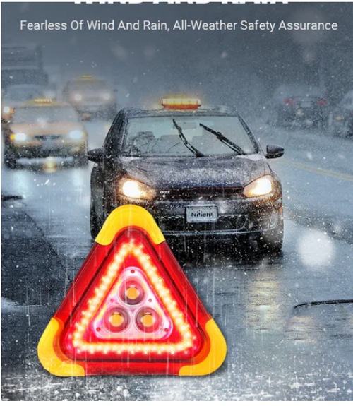Three-in-one solar roadside emergency triangle warning light