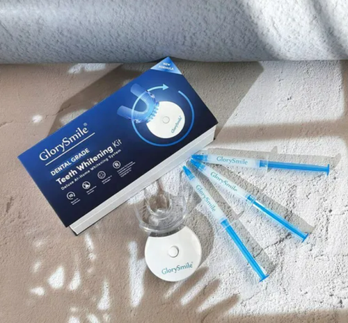Professional Teeth Whitening Kit with LED Light, 3x3ml Hydrogen Peroxide-Free Whitening Gel, 5-LED Light Accelerator, Home Dental Care System for Effective Teeth Stain Removal