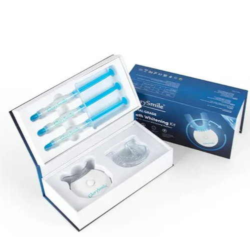 Professional Teeth Whitening Kit with LED Light, 3x3ml Hydrogen Peroxide-Free Whitening Gel, 5-LED Light Accelerator, Home Dental Care System for Effective Teeth Stain Removal