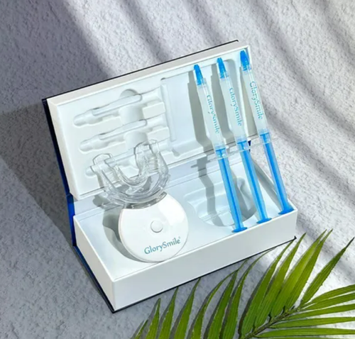 Professional Teeth Whitening Kit with LED Light, 3x3ml Hydrogen Peroxide-Free Whitening Gel, 5-LED Light Accelerator, Home Dental Care System for Effective Teeth Stain Removal