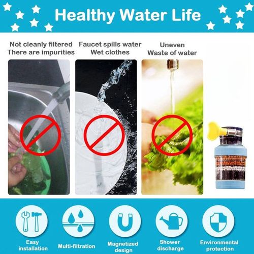 Water Filter Purifier 6-Layer Filtering Adjustable Universal