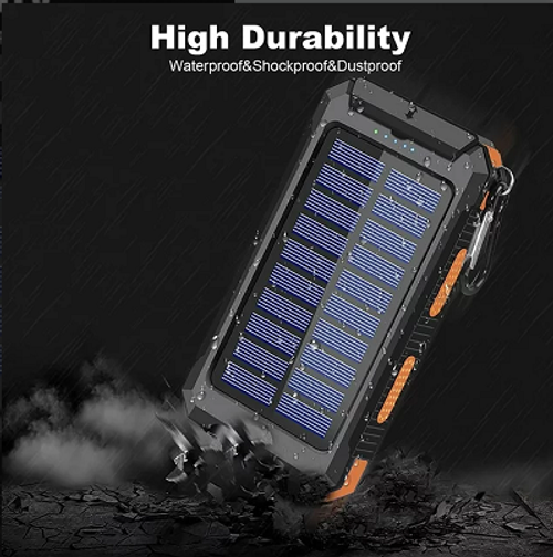 20000mAh Solar Charger for Cell Phone iPhone, Portable Solar Power Bank with Dual 5V USB Ports, 2 LED Light Flashlight, Compass Battery Pack for Outdoor Camping Hiking(Orange)
