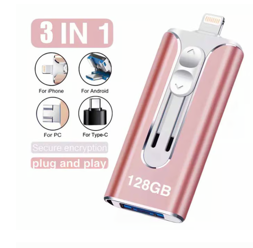 128G ！！Micro USB + 8 Pin + USB 3.0 3 in 1 Mobile Phone Computer U-Disk