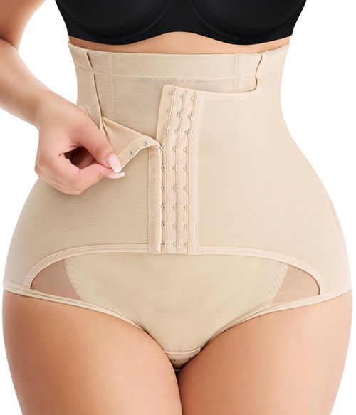 👙1pc Seamless Postpartum High Waisted Abdomen Shaping Butt Lifting Panties With Front Hook Closure