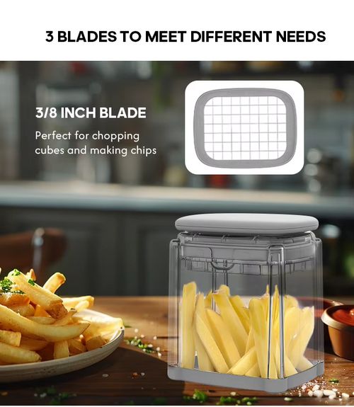 French Fry Cutter 4-in-1 – Potato Cutter for Fries, Onion Dicer
