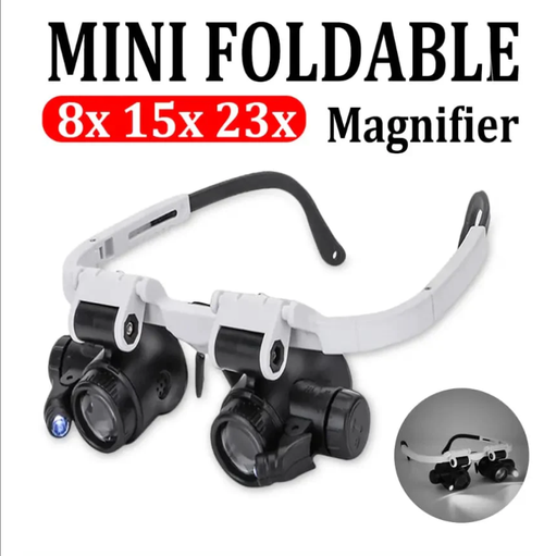 🎁👓8X 15x 23x Head Wearing Magnifying Glass with LED Light Headband