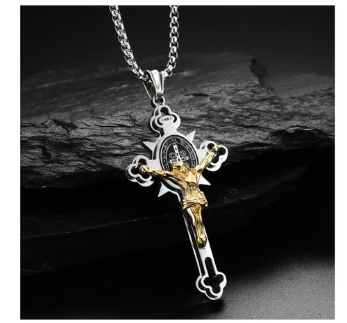ST.Benedict Protection Cross Power Pendant Necklace