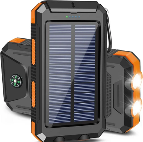 20000mAh Solar Charger for Cell Phone iPhone, Portable Solar Power Bank with Dual 5V USB Ports, 2 LED Light Flashlight, Compass Battery Pack for Outdoor Camping Hiking(Orange)