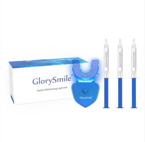 Professional Teeth Whitening Kit with LED Light, 3x3ml Hydrogen Peroxide-Free Whitening Gel, 5-LED Light Accelerator, Home Dental Care System for Effective Teeth Stain Removal