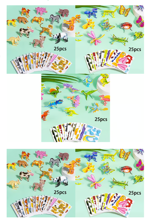 🦖🦁🐜Animal Paradise Kit (75pcs)🦖Educational 3D Cartoon Puzzle