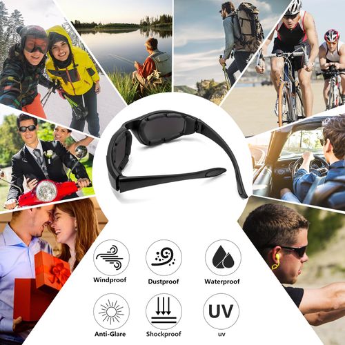 3 Pair Motorcycle Riding Glasses Padding Goggles UV Protection Dustproof Windproof