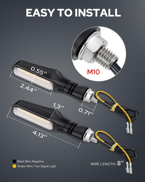 🔥Universal 4X Motorcycle Sequential LED Turn Signal Blinker Light