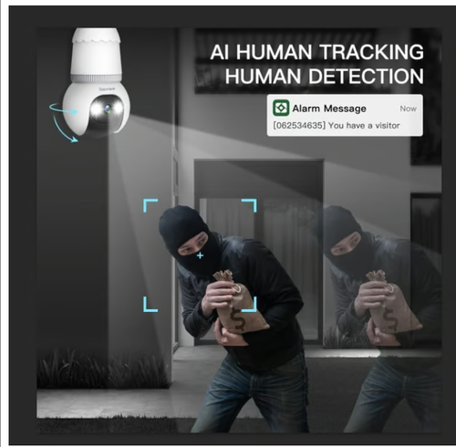4MP Light Bulb Security Camera 5G&2.4GHz Wireless Outdoor Indoor Camera with Night Vision