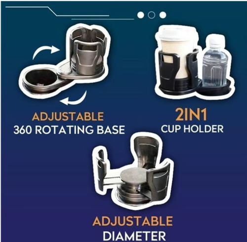 Dual Cup Holder Expander for Car, 2-in-1 Multifunction Car Drink Expander Adapter