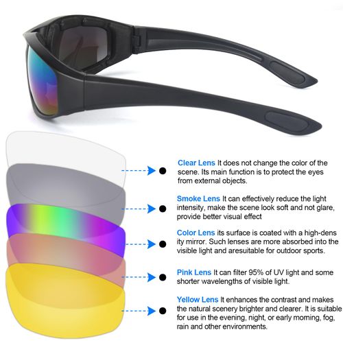 3 Pair Motorcycle Riding Glasses Padding Goggles UV Protection Dustproof Windproof