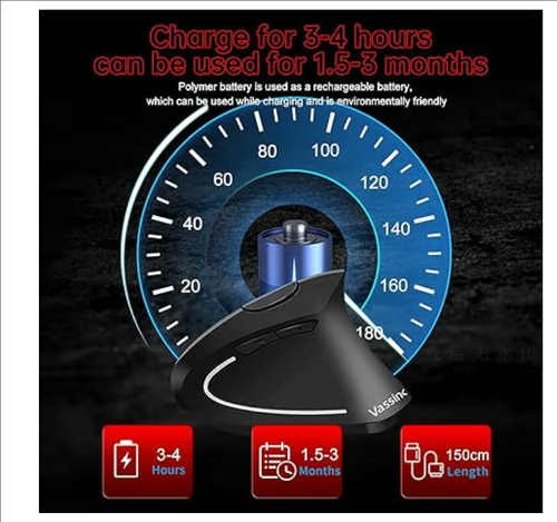 Ergonomic Vertical Wireless Mouse