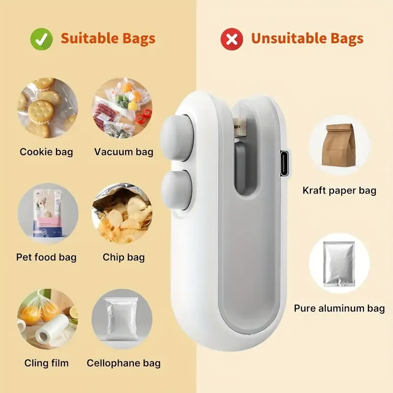 💥Small 2-in-1 Rechargeable Magnetic Snack Sealer  Mini Sealing Machine