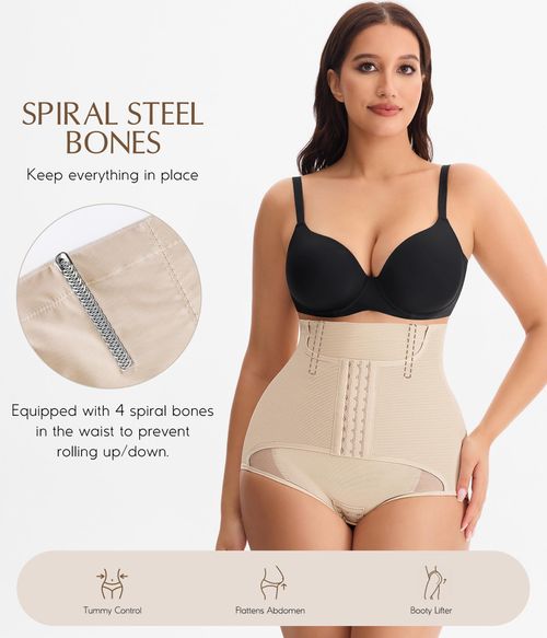 👙1pc Seamless Postpartum High Waisted Abdomen Shaping Butt Lifting Panties With Front Hook Closure