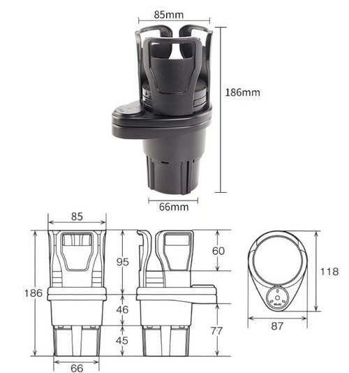 Dual Cup Holder Expander for Car, 2-in-1 Multifunction Car Drink Expander Adapter