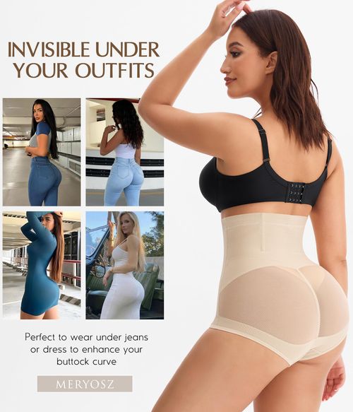 👙1pc Seamless Postpartum High Waisted Abdomen Shaping Butt Lifting Panties With Front Hook Closure