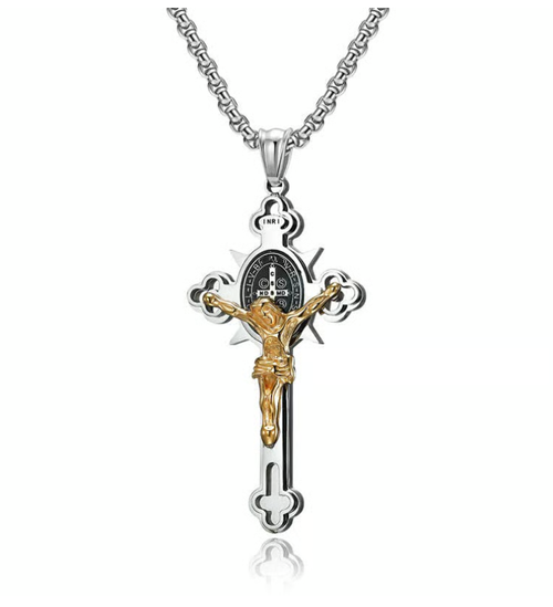 ST.Benedict Protection Cross Power Pendant Necklace