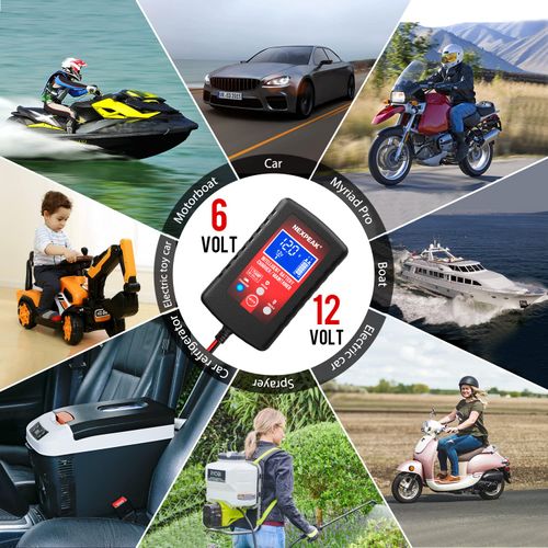 🚓Protable Car Battery Charger, 6V and 12V Smart Fully Automatic Battery Charger Maintainer