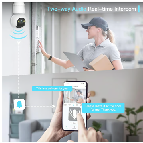 4MP Light Bulb Security Camera 5G&2.4GHz Wireless Outdoor Indoor Camera with Night Vision