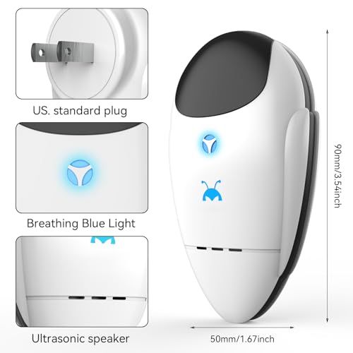 2PCS Ultrasonic Repeller & Insect Indoor Repeller for Roach, Rodent, Mouse, Bugs, Mosquito, Mice, Spider, Ant
