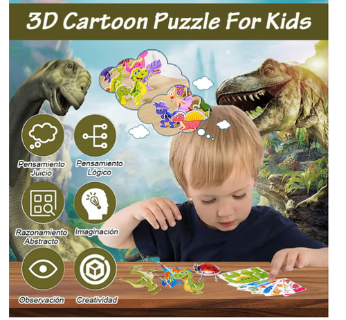 🦖🦁🐜Animal Paradise Kit (75pcs)🦖Educational 3D Cartoon Puzzle